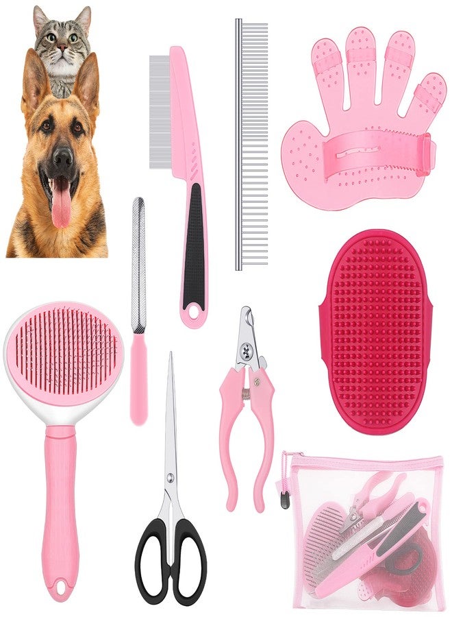 Yaomiao Dog Brush for Shedding,9 PCS in One Pet Slicker Hair Brush Kit with Pet Nail Clipper and File Dog Cat Grooming Deshedding Undercoat Rake Comb for All Small Large Dogs Cats(Fresh Color) - Image 1